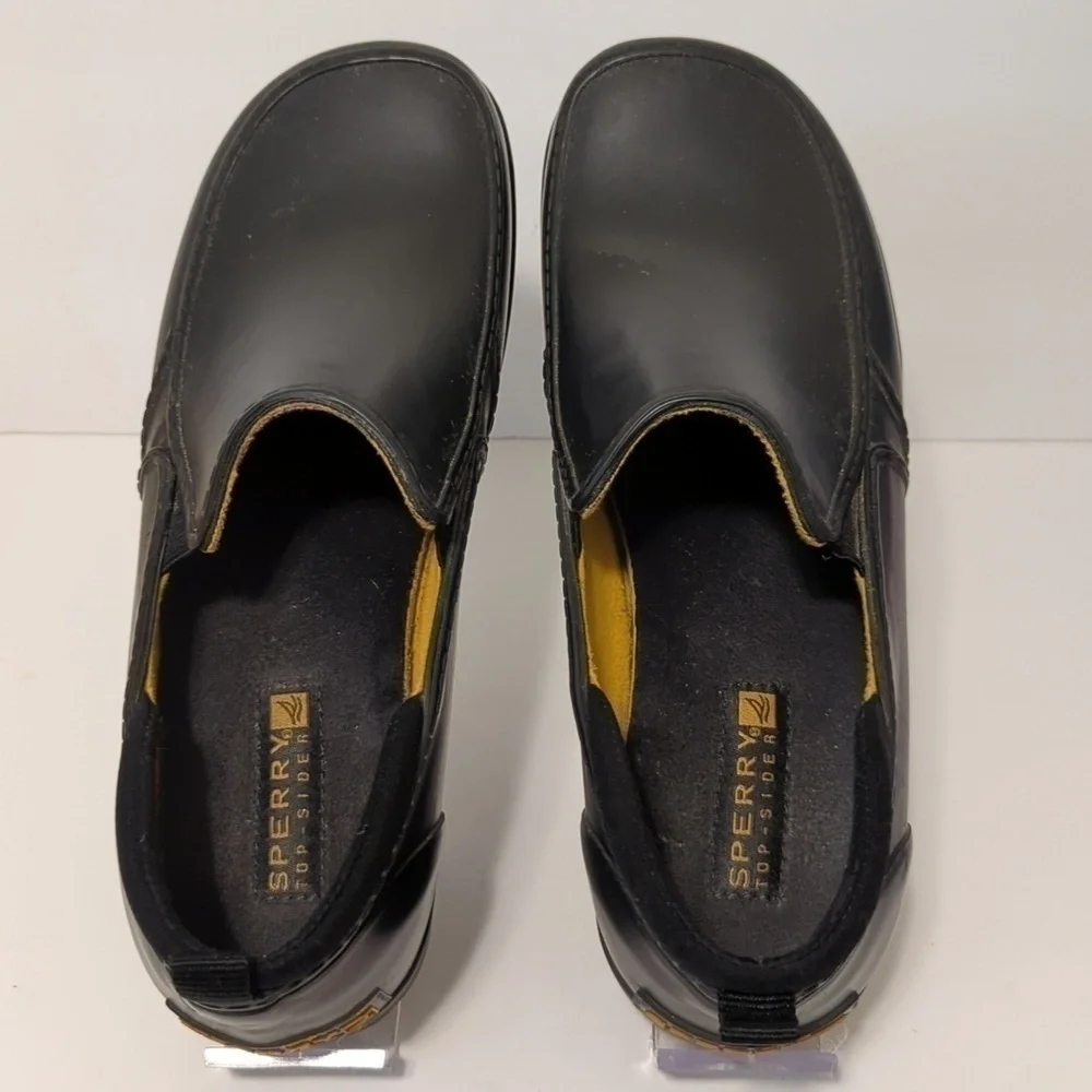 Sperry top spider black rubber low top shoes. Men's size 8.5 woman's size 10